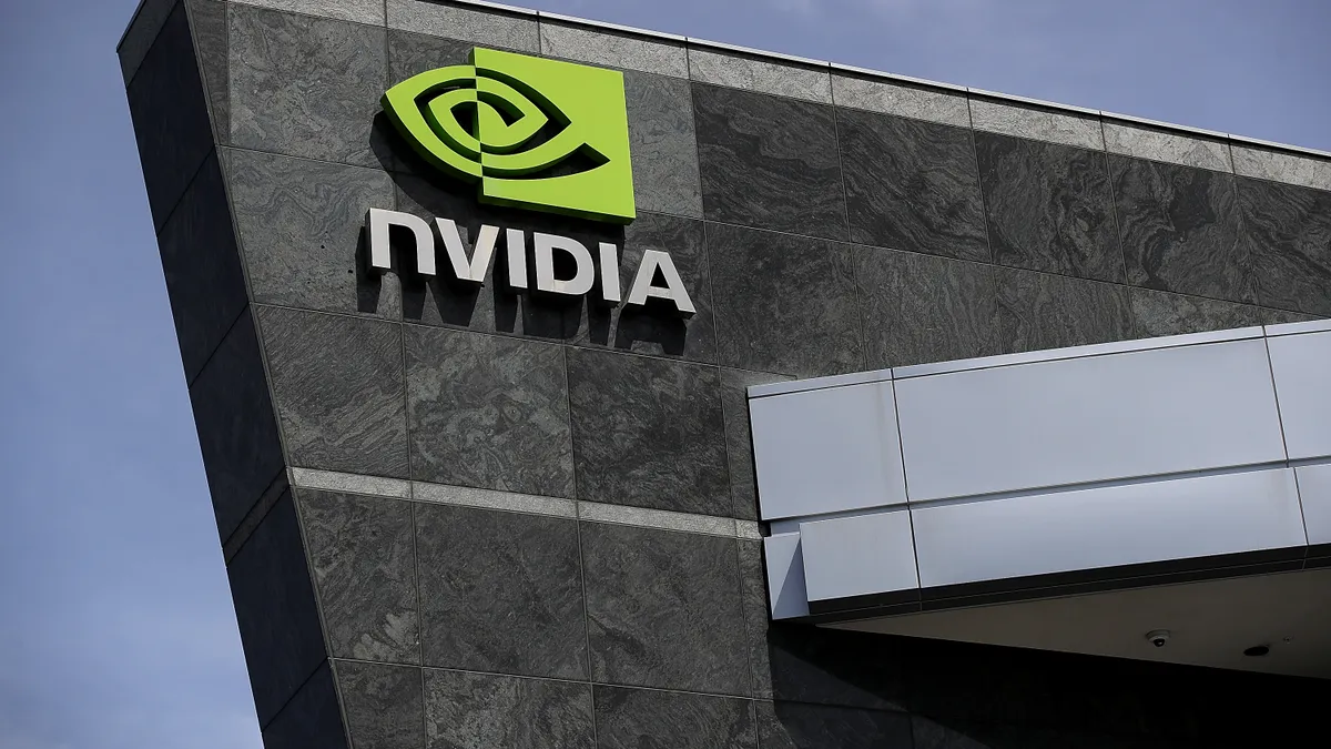 Photo of a building with a sign that reads "Nvidia."
